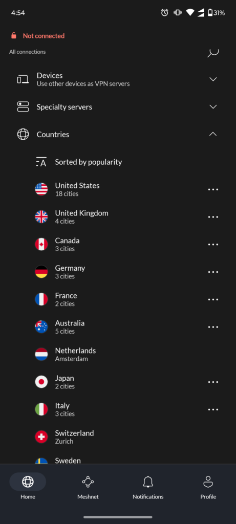 Choosing VPN location for Snapchat Unblocked.